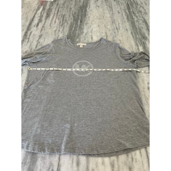 Michael Michael Kors Gray Knit Top Tunic Studded Logo Size 2X Casual Winter Fall - Picture 6 of 8